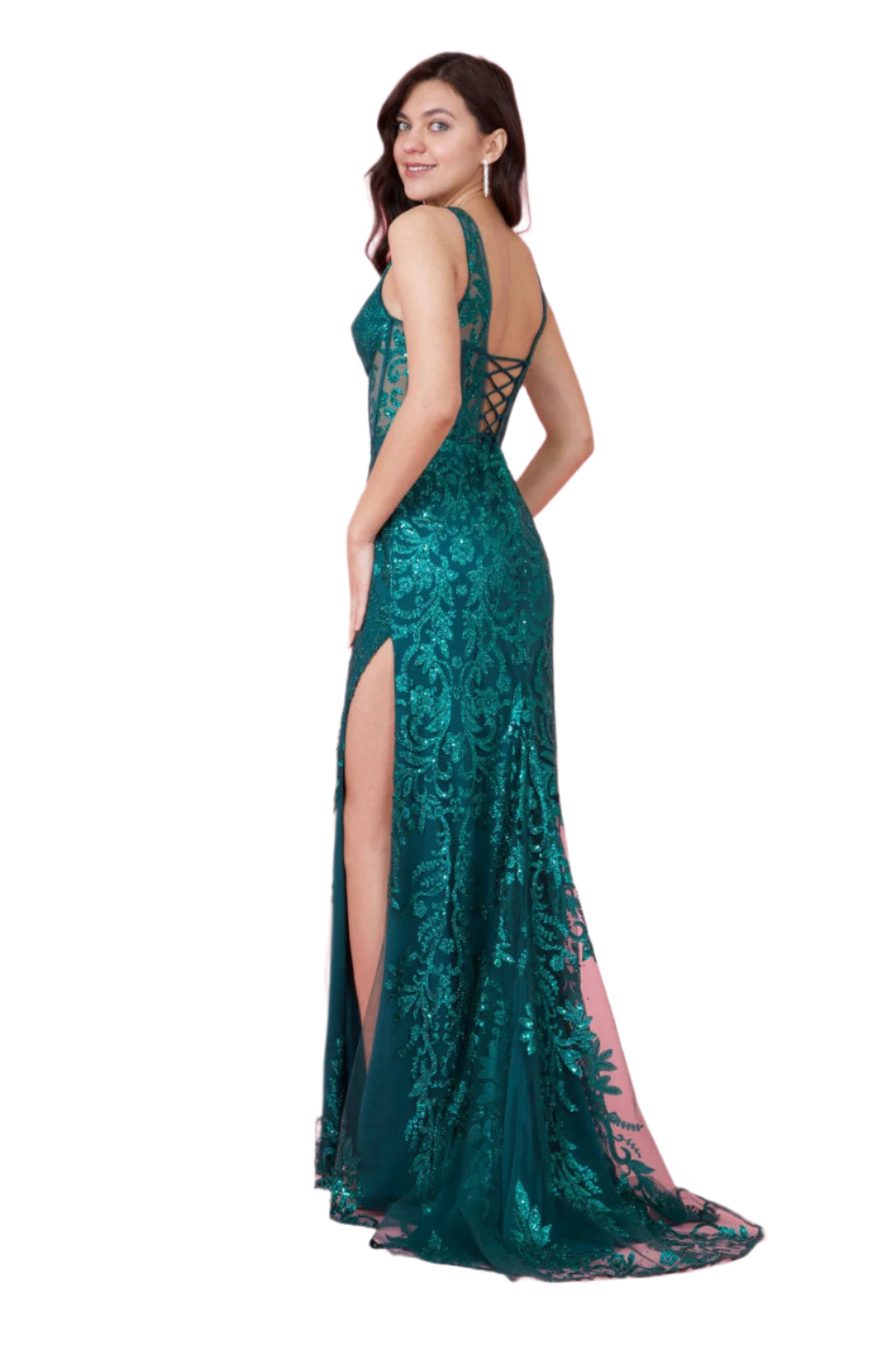 Kos Couture Sequin Corset-Style Bodice Formal Gown Prom Dress-3