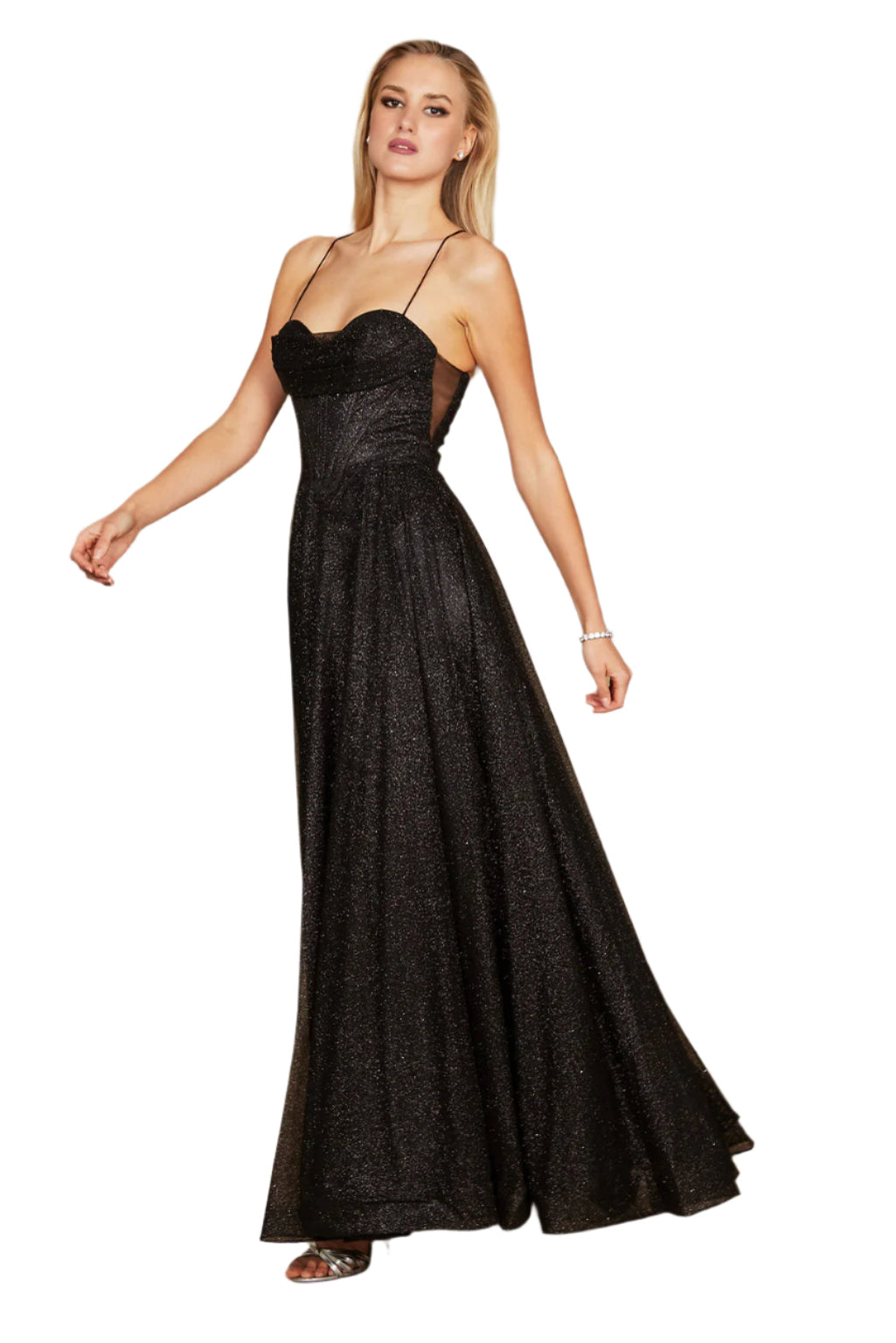 Dylan and Davids Full-Length Sparkling Cowl Corset-Style Prom Dress-2