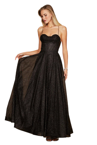 Dylan and Davids Full-Length Sparkling Cowl Corset-Style Prom Dress-1