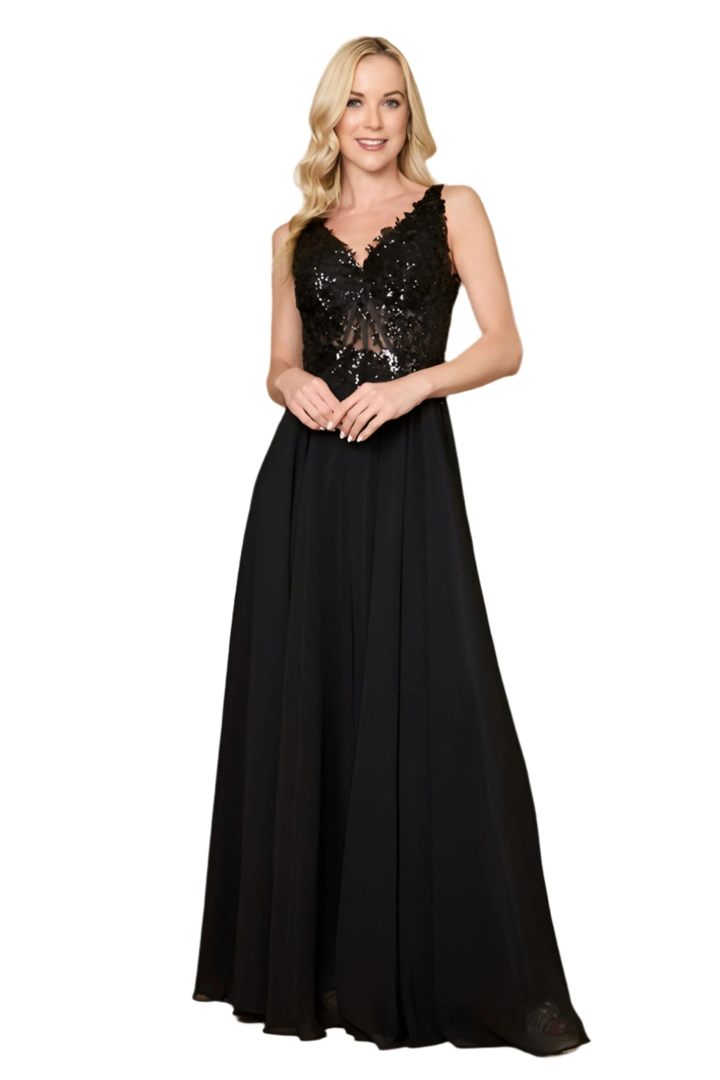 Dylan and Davids Full-Length Thick Strap Formal Gown Mother Of The Bride Dress-4