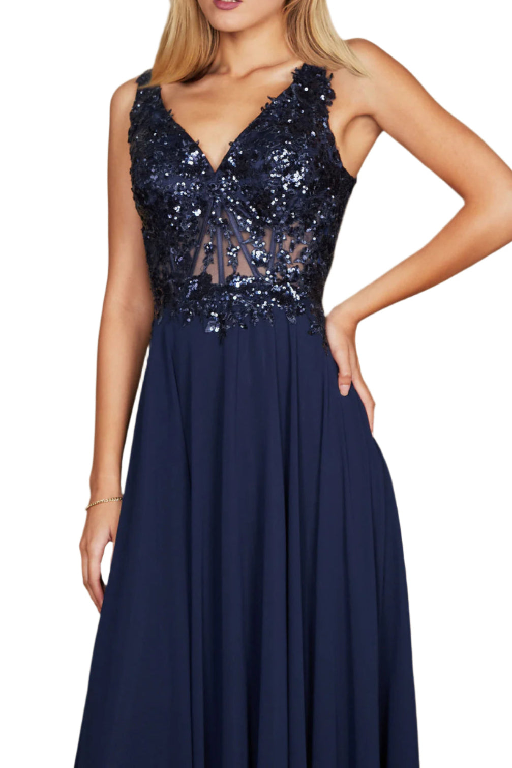 Dylan and Davids Full-Length Thick Strap Formal Gown Mother Of The Bride Dress-3