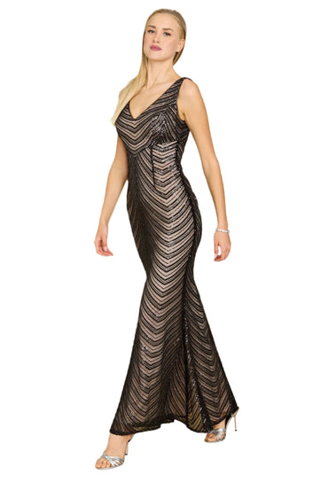 Dylan and Davids Full-Length Formal Gown Fitted Black Tie Evening Dress-1