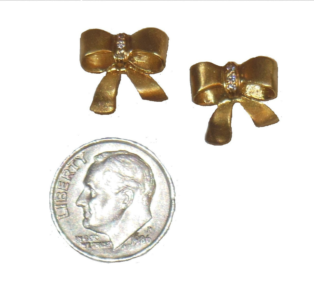 Bow Necklace-18K gold with diamonds on simple chain-4