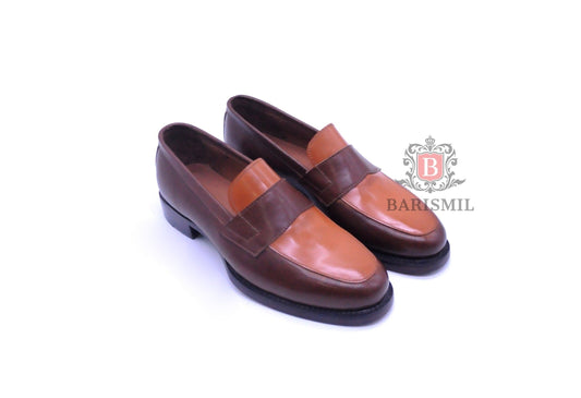 Houston | Two-Tone Brown Leather Loafers-0
