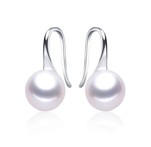 Designer French Hook Drop Earrings made with Genuine Freshwater Pearls-0