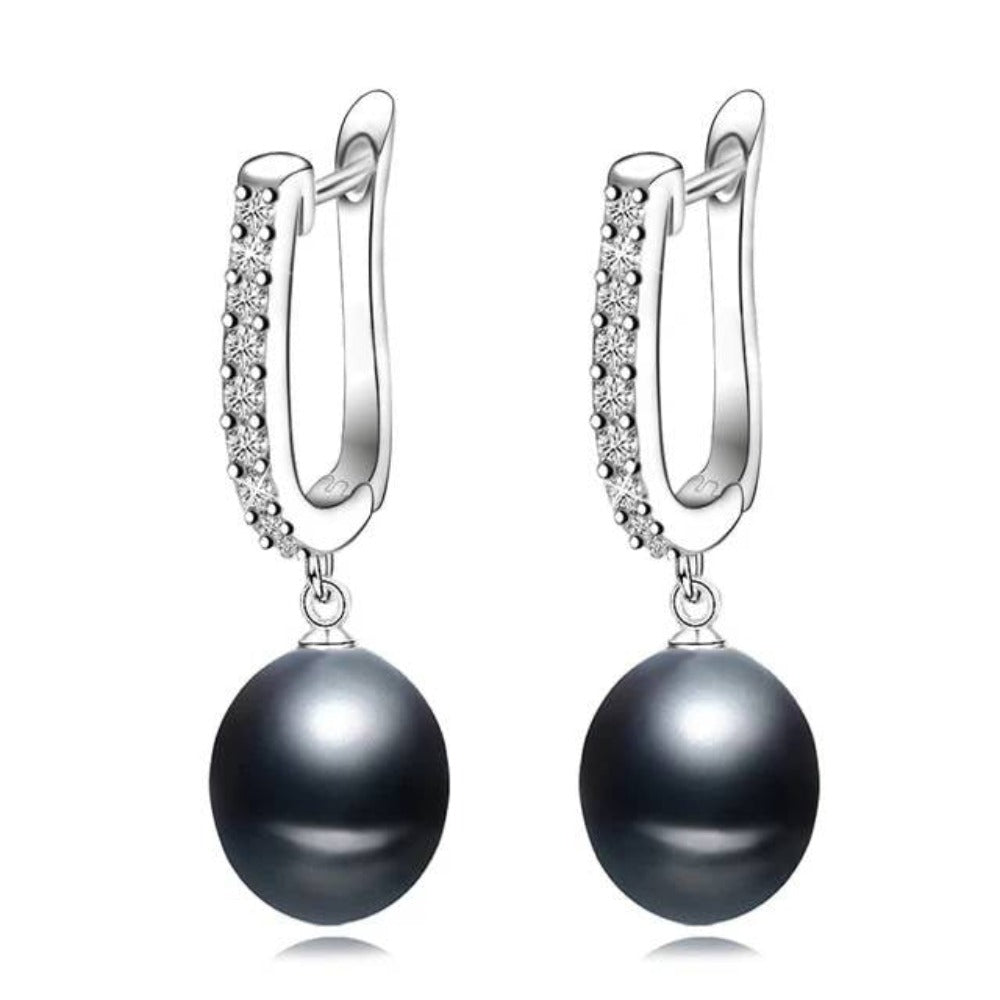 Infinity Drop Earrings Made With Genuine Freshwater Pearls & Simulated Diamonds-0