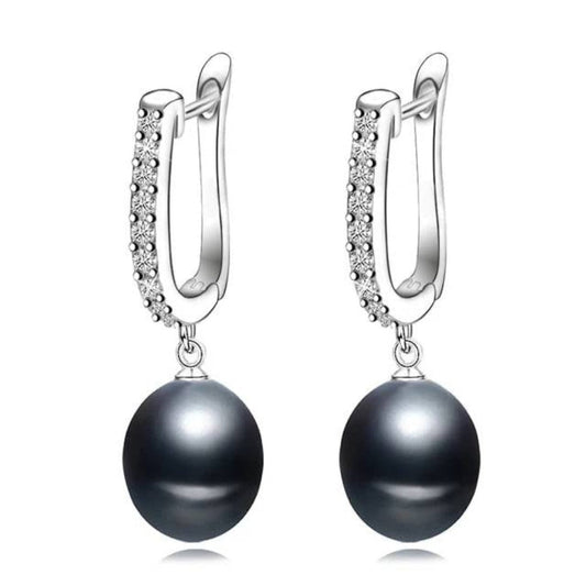 Infinity Drop Earrings Made With Genuine Freshwater Pearls & Simulated Diamonds-0