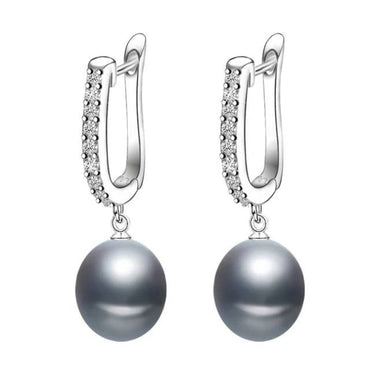 Infinity Drop Earrings Made With Genuine Freshwater Pearls & Simulated Diamonds-1