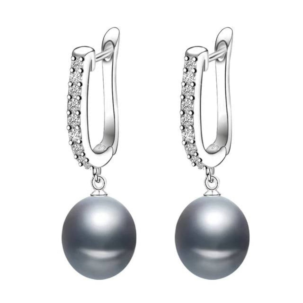 Infinity Drop Earrings Made With Genuine Freshwater Pearls & Simulated Diamonds-1