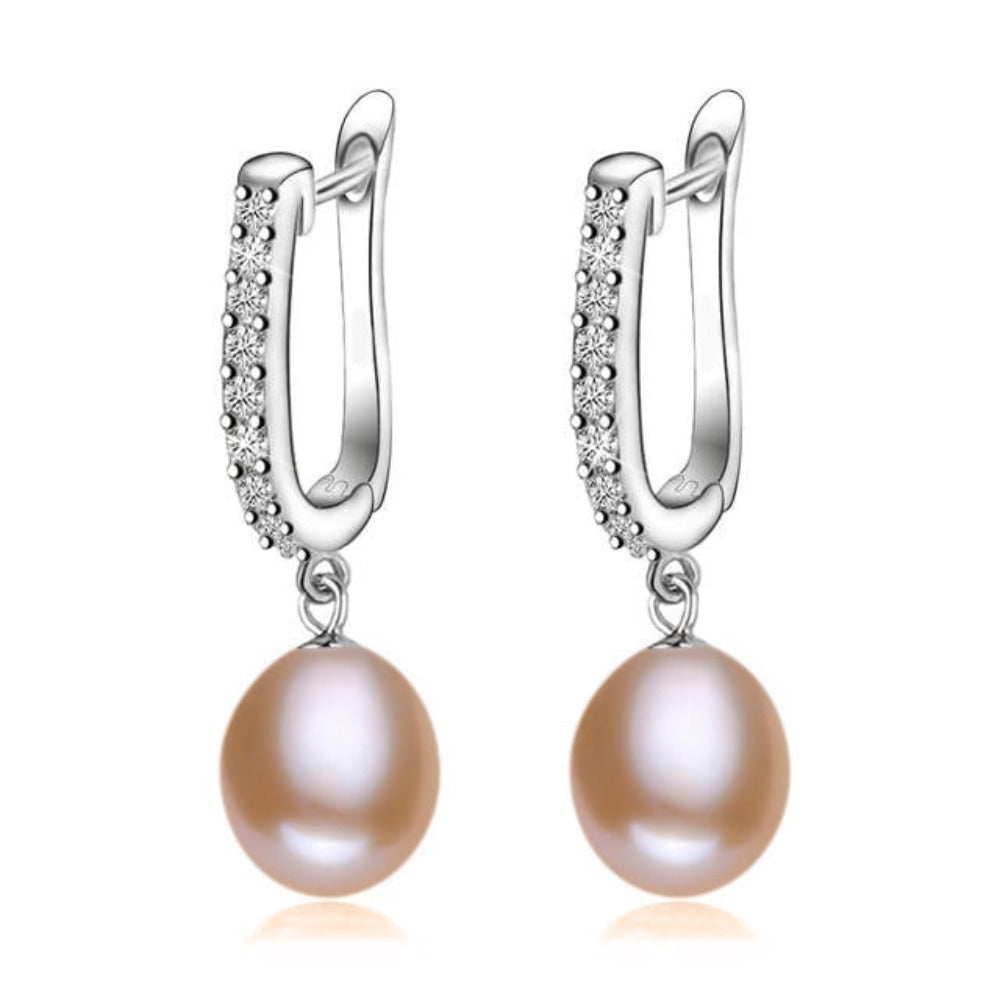 Infinity Drop Earrings Made With Genuine Freshwater Pearls & Simulated Diamonds-2