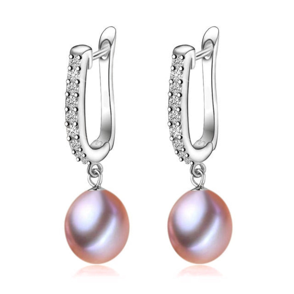 Infinity Drop Earrings Made With Genuine Freshwater Pearls & Simulated Diamonds-3