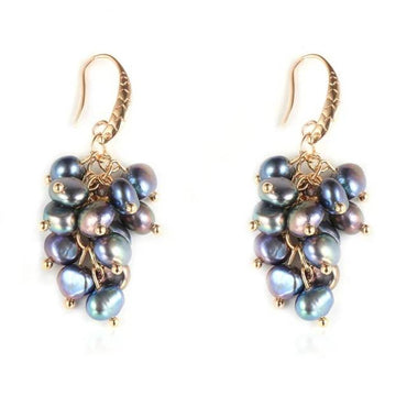 Genuine Freshwater Pearl Designer Cluster Dangle Drop Earrings-1
