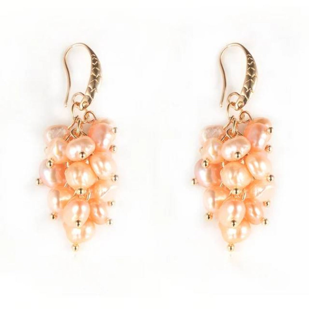 Genuine Freshwater Pearl Designer Cluster Dangle Drop Earrings-3