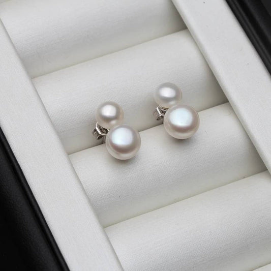 Genuine Freshwater Pearl Double Drop Earrings-0