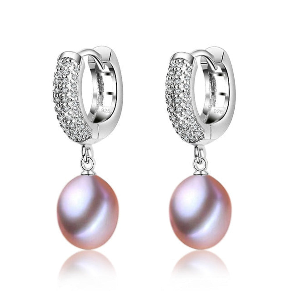 Stunning Simulated Diamond & Freshwater Pearl Drop Earrings-3