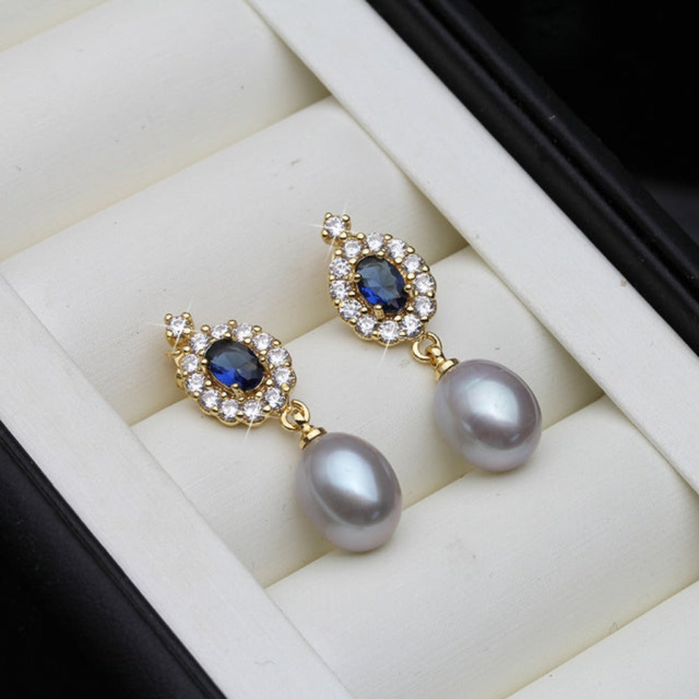 Genuine Freshwater Pearl Statement Drop Earrings in Gold-4