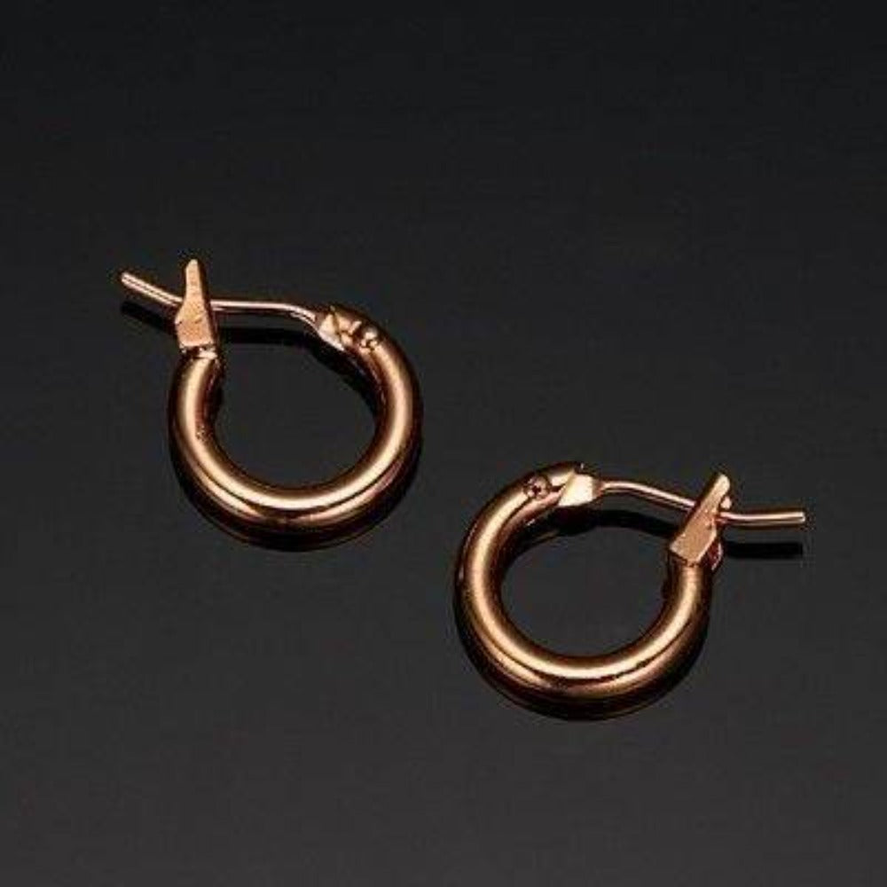 18ct Heavy Rose Gold Plated 6mm (Babies) & 9mm (Children's) Hoop Earrings - USA Made-2