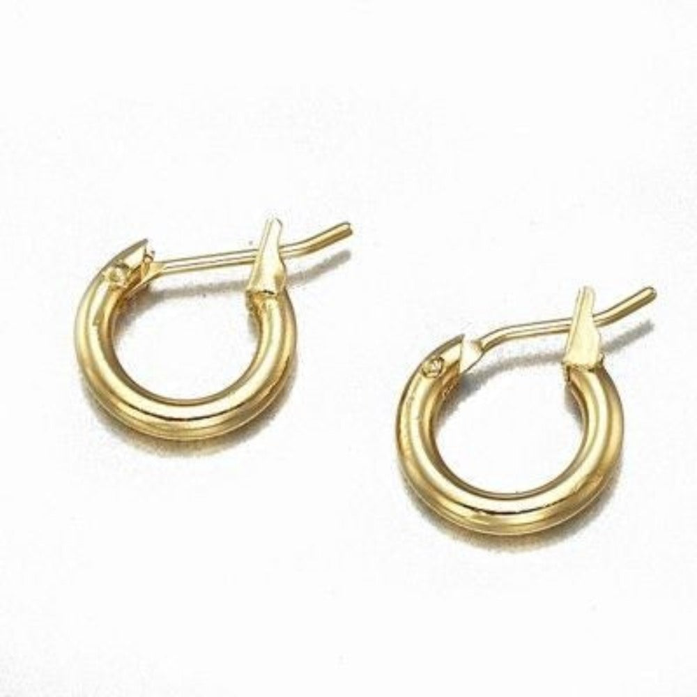 18ct Heavy Yellow Gold Plated 6mm (Babies) & 9mm (Children's) Hoop Earrings - USA Made-0