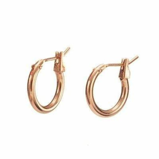 18ct Heavy Rose Gold Plated 6mm (Babies) & 9mm (Children's) Hoop Earrings - USA Made-0