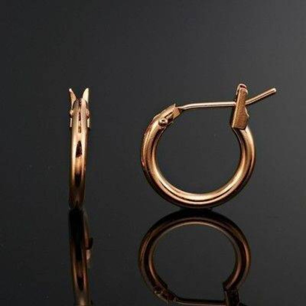 18ct Heavy Rose Gold Plated 6mm (Babies) & 9mm (Children's) Hoop Earrings - USA Made-4