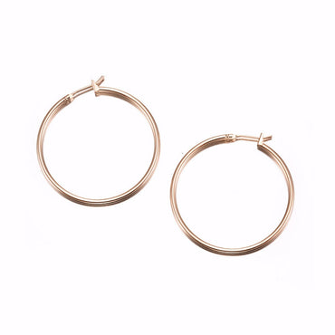 18ct Heavy Rose Gold Plated Large 35mm Hoop Earring - USA Made-1