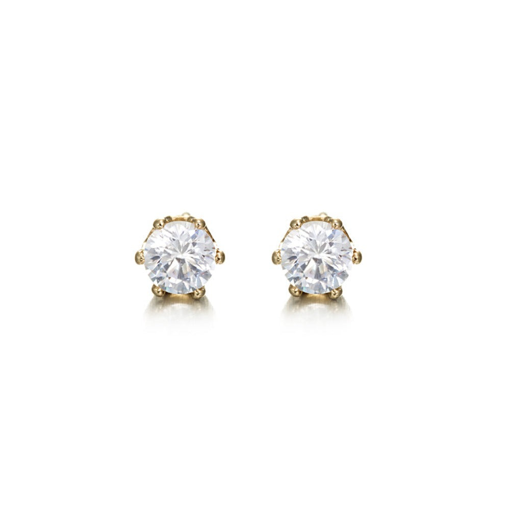 18ct Heavy Yellow Gold Plated Simulated Diamond Stud Earring-0