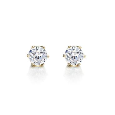 18ct Heavy Yellow Gold Plated & Simulated Diamond Stud Earring - USA Made-1