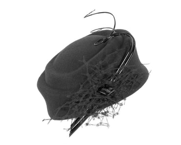 Large black winter felt pillbox hat for races buy online in Australia F572B-1