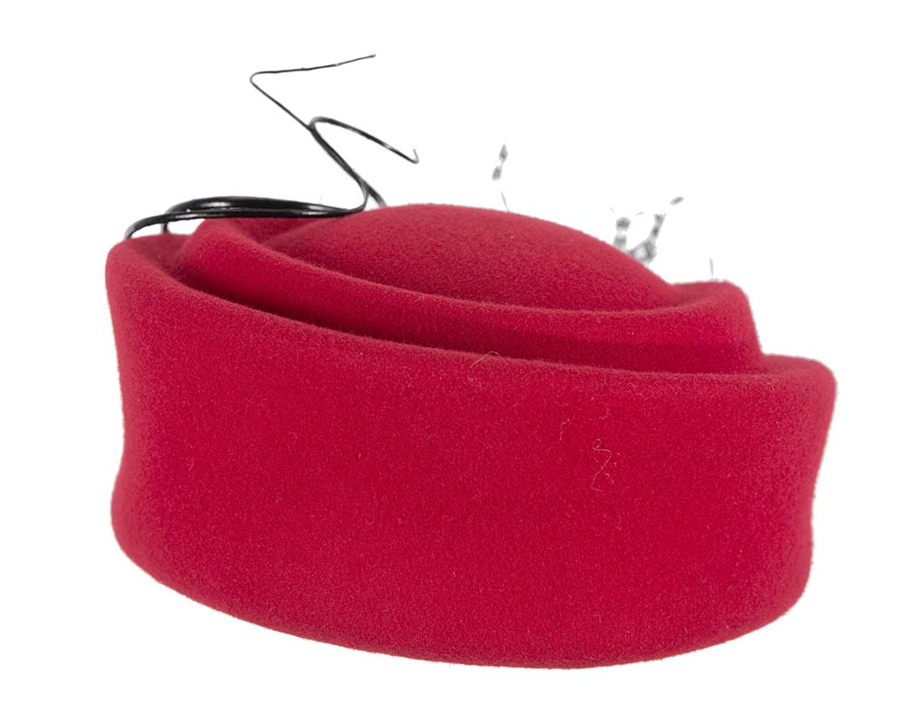 Large red winter felt pillbox hat for races buy online in Australia F572R-4