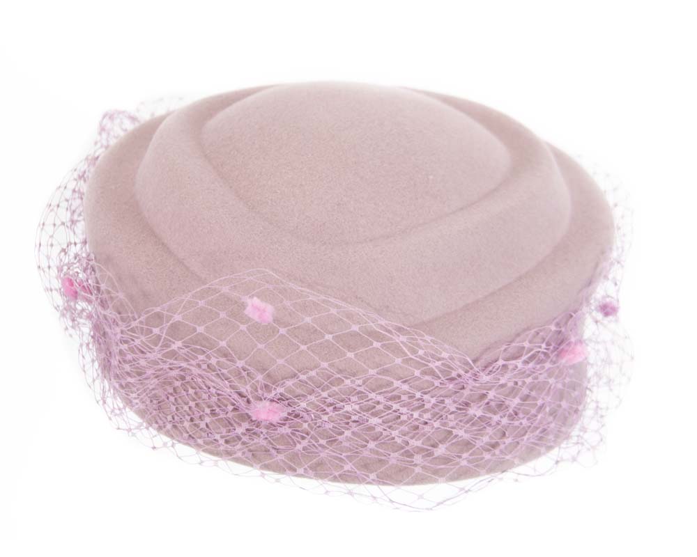 Large dusty pink felt beret hat