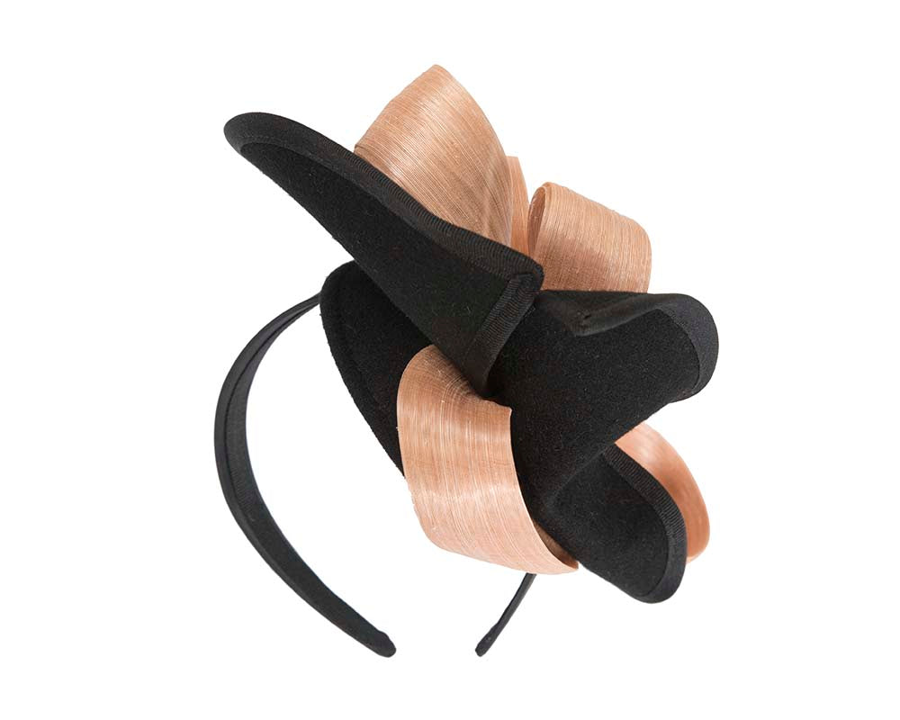 Twisted black & nude felt fascinator by Fillies Collection