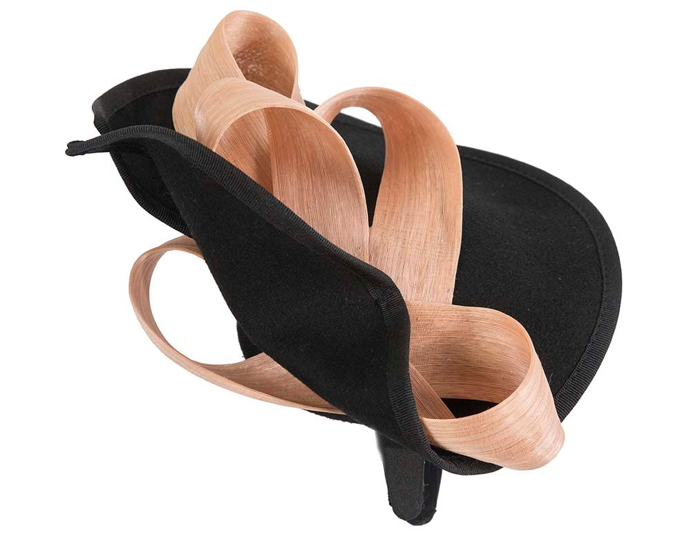 Twisted black & nude felt fascinator by Fillies Collection