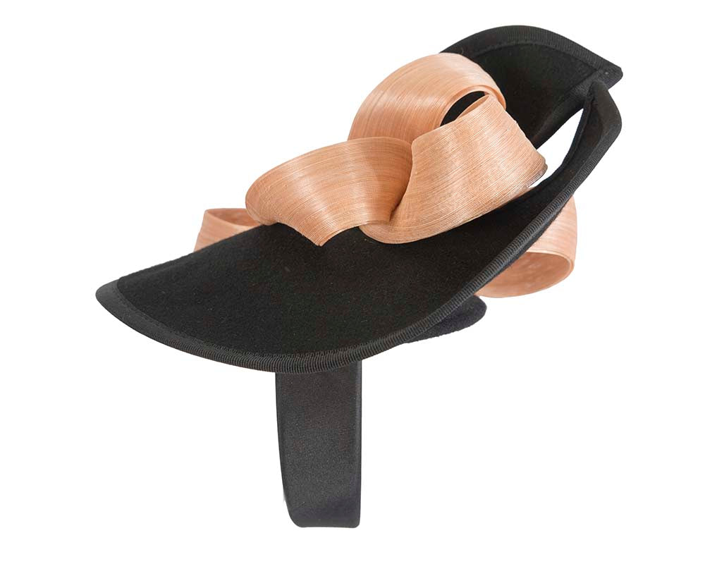 Twisted black & nude felt fascinator by Fillies Collection