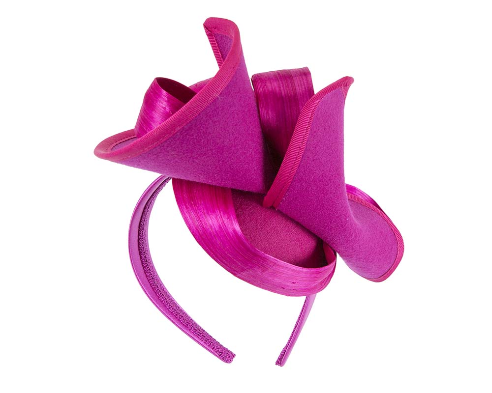 Twisted fuchsia felt fascinator by Fillies Collection-3