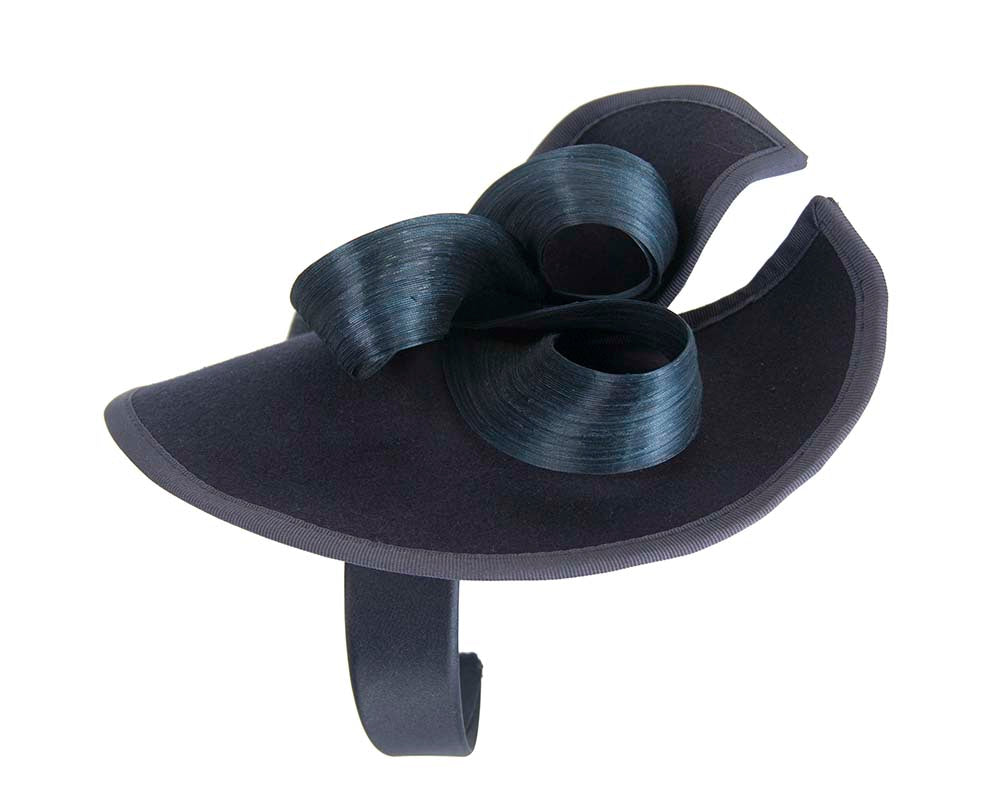 Twisted navy felt fascinator by Fillies Collection