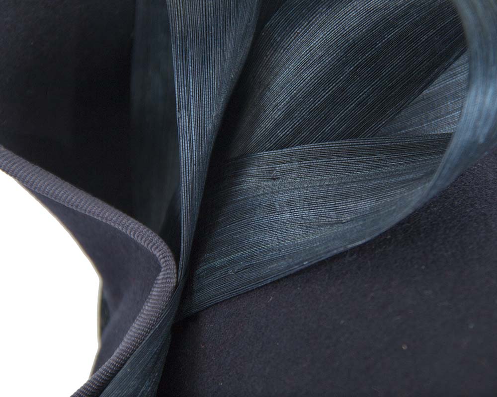 Twisted navy felt fascinator by Fillies Collection