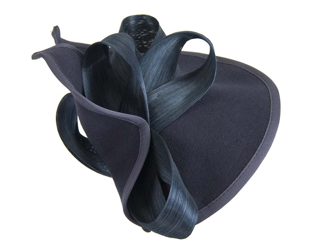 Twisted navy felt fascinator by Fillies Collection