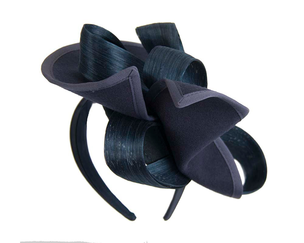 Twisted navy felt fascinator by Fillies Collection