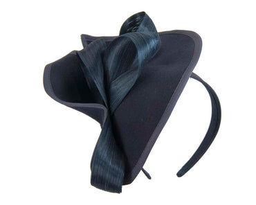 Twisted navy felt fascinator by Fillies Collection