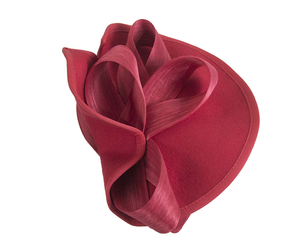 Twisted red felt fascinator by Fillies Collection