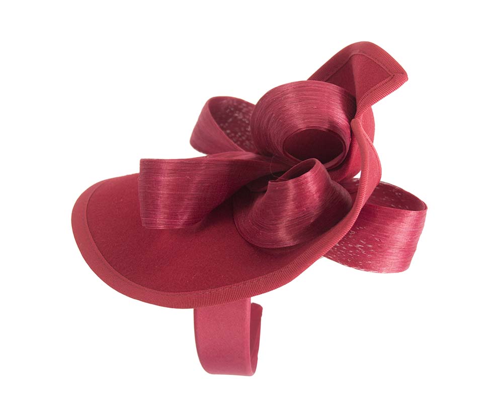 Twisted red felt fascinator by Fillies Collection