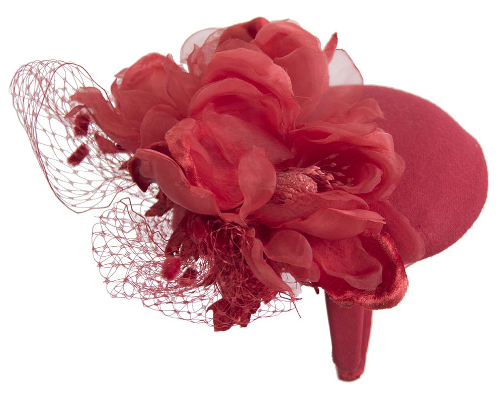 Red pillbox with large flower by Fillies Collection-5