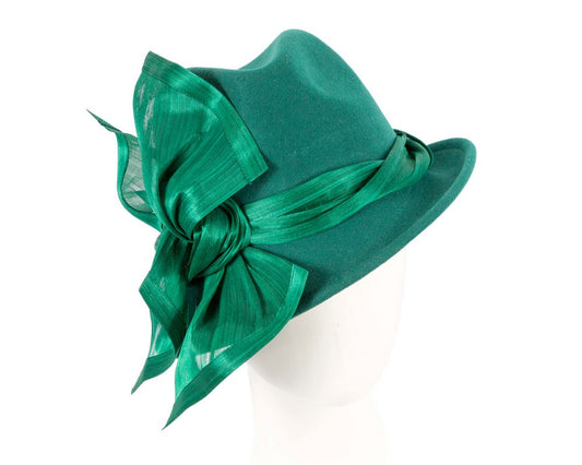 Green ladies winter fashion felt fedora hat by Fillies Collection F660-0