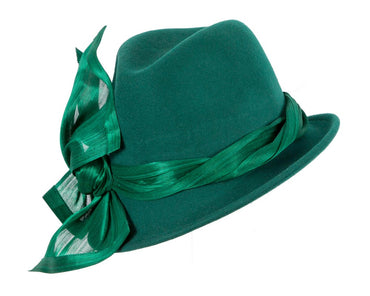 Green ladies winter fashion felt fedora hat by Fillies Collection F660-1