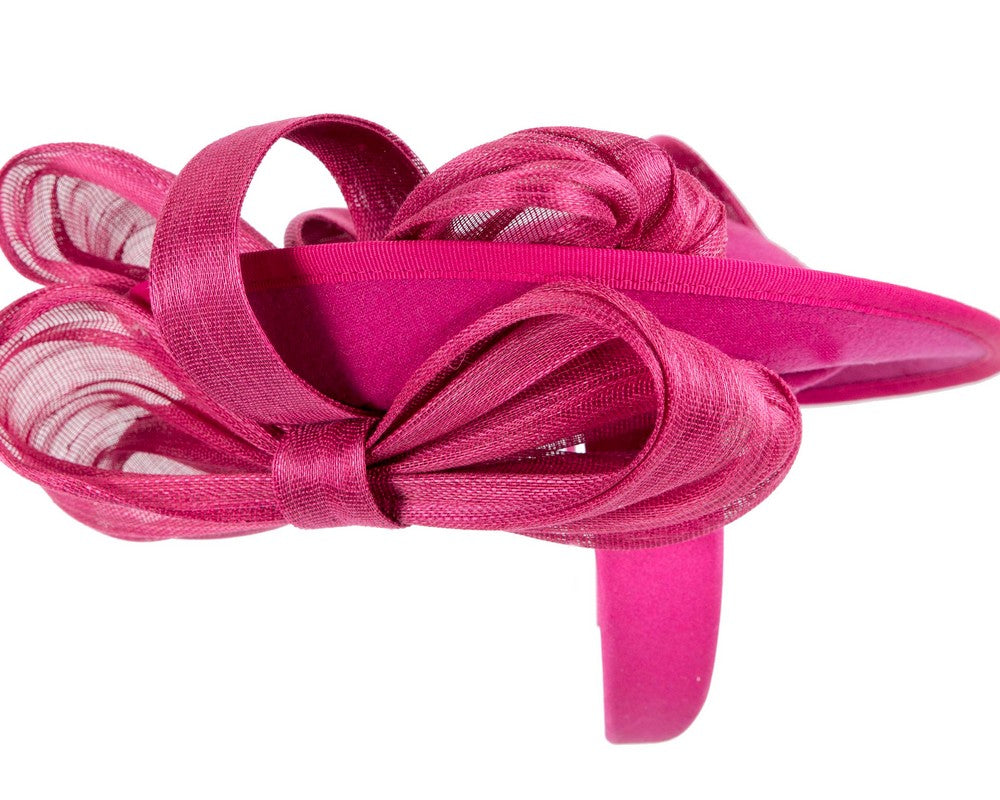 Fuchsia plate with bow winter fascinator by Fillies Collection