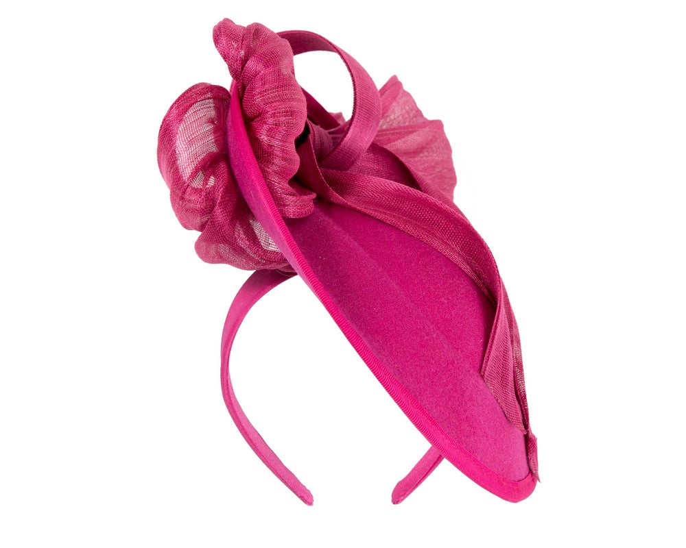 Fuchsia plate with bow winter fascinator by Fillies Collection