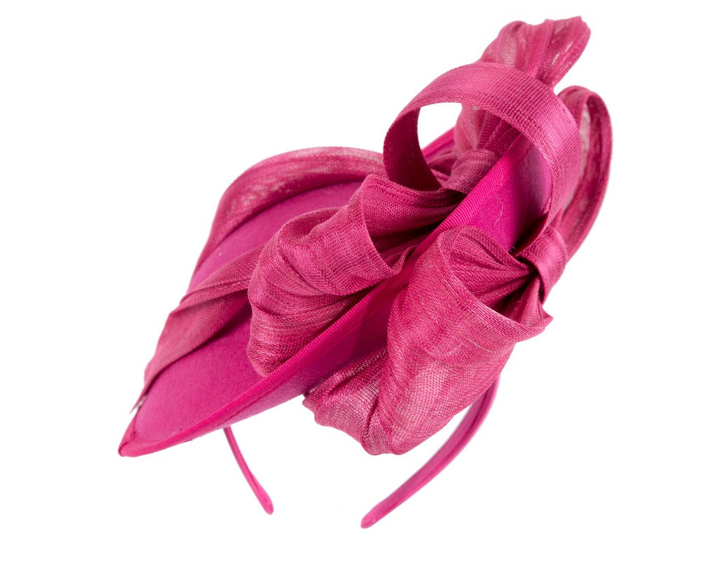 Fuchsia plate with bow winter fascinator by Fillies Collection