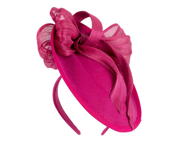 Fuchsia plate with bow winter fascinator by Fillies Collection