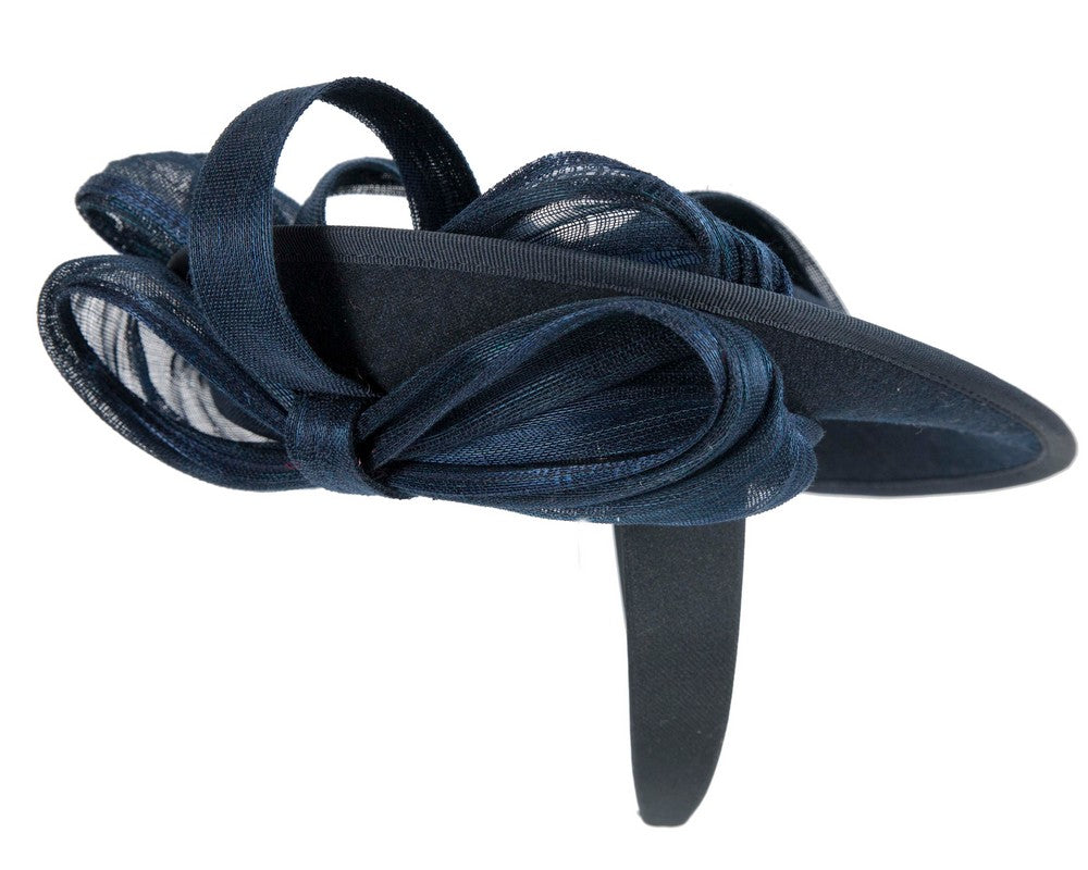 Navy plate with bow winter fascinator by Fillies Collection