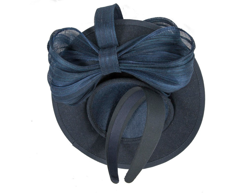 Navy plate with bow winter fascinator by Fillies Collection